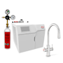 Zip Water HydroTap Celsius AIO 1.8 GPM Single Hole Kitchen Faucet with Sparkling, Chilled, and Boiling Water - Includes 120V Command Center with CO2 Cylinders Brushed Nickel