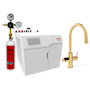 Zip Water HydroTap Celsius Plus AIO 1.8 GPM Single Hole Kitchen Faucet with Sparkling, Chilled and Boiling Water - Includes Command Center with CO2 Cylinders Brushed Gold