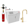 Zip Water HydroTap Cube 1.8 GPM Boiling, Chilled, and Sparkling Water Dispenser Kit - Includes 120V Command Center, Two (2) CO2 1.5lb Cylinders, and CO2 Regulator Brushed Gold