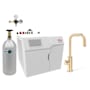 Zip Water HydroTap Cube Plus 1.8 GPM Boiling, Chilled, and Sparkling Water Dispenser Kit - Includes 120V Command Center, One (1) 5lb CO2 Cylinder, and CO2 Regulator Brushed Gold