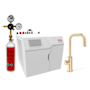 Zip Water HydroTap Cube Plus Boiled, Chilled, and Sparkling Water Dispenser Kit - Includes 120 V Command Center with CO2 Regulator and Two 1.5 lb. CO2 Cylinders Brushed Gold