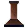 ZLINE 120 - 400 CFM 30 Inch Wide Outdoor Wall Mounted Range Hood with 6 Inch Round Duct and Push Button Controls Hand Hammered Copper