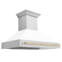 ZLINE Autograph Edition 280 - 700 CFM 48 Inch Wide Outdoor Fingerprint Resistant Wall Mounted Range Hood with 4 Speeds Fingerprint Resistant Stainless Steel / Matte White / Polished Gold