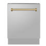 ZLINE Tallac 24 Inch Wide 15 Place Setting Built-In Top Control Dishwasher with Smart Wash Technology with Triple Filter Cleaning Stainless Steel / Champagne Bronze