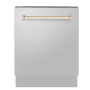 ZLINE Tallac 24 Inch Wide 15 Place Setting Built-In Top Control Dishwasher with Smart Wash Technology with Triple Filter Cleaning Stainless Steel / Gold