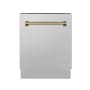 ZLINE Tallac 24 Inch Wide 15 Place Setting Built-In Top Control Dishwasher with Smart Wash Technology with Triple Filter Cleaning Durasnow / Champagne Bronze