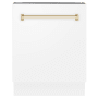 ZLINE Tallac 24 Inch Wide 15 Place Setting Built-In Top Control Dishwasher with Smart Wash Technology with Triple Filter Cleaning White Matte / Gold