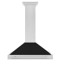 ZLINE 120 - 400 CFM 36 Inch Wide Outdoor Fingerprint Resistant Wall Mounted Range Hood with Convertible Ventilation and Baffle Filters Fingerprint Resistant Stainless Steel / Matte Black