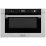 ZLINE 24 Inch Wide 1.2 Cu. Ft. 1000 Watt Drawer Microwave with Traditional Handle and Auto-Touch Open / Close Stainless Steel