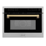 ZLINE Autograph Edition 24 Inch Wide 1.6 Cu. Ft. 1000 Watt Built In Microwave with Convection Mode and LCD Display Stainless Steel / Champagne Bronze