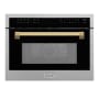 ZLINE Autograph Edition 24 Inch Wide 1.55 Cu. Ft. 1000 Fingerprint Resistant Watt Built In Microwave Fingerprint Resistant Stainless Steel / Polished Gold