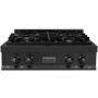 ZLINE 30 Inch Wide 4 Burner Natural Gas Rangetop with Brass Burners Black Stainless Steel
