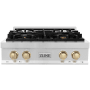 ZLINE Autograph Edition 30 Inch Wide 4 Burner Natural Gas Rangetop with Italian-Made Sealed Burners and Gold Knobs Stainless Steel / Gold