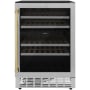 ZLINE Autograph Edition 24 Inch Wide 44 Bottle Capacity Built-In / Free Standing Wine Cooler with Reversible Door and 2 Cooling Zones Stainless Steel / Gold