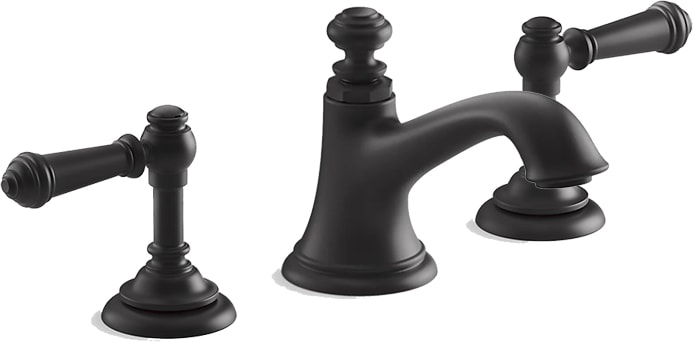 Artifacts Widespread Bathroom Faucet with Bell Spout and Lever Handles – Includes Clicker Drain Assembly