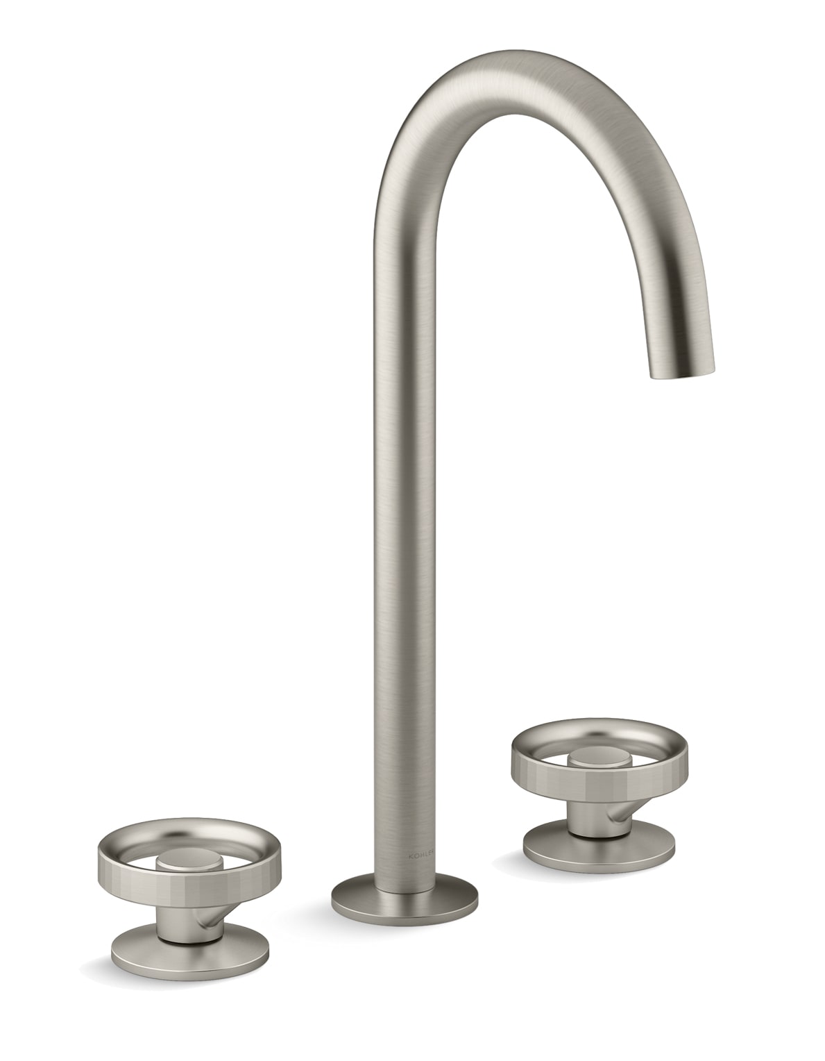 Components 1.2 GPM Widespread Tube Spout Vessel Bathroom Faucet with Industrial Handles, UltraGlide Technology and Pop-Up Drain Assembly