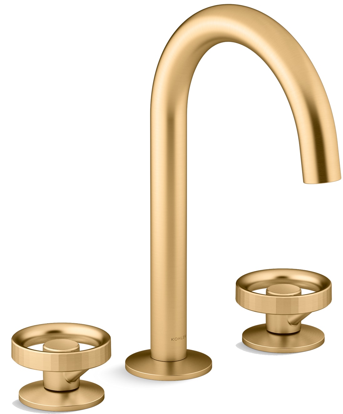 Components 1.2 GPM Widespread Tube Spout Bathroom Faucet with Industrial Handles, UltraGlide Technology and Pop-Up Drain Assembly