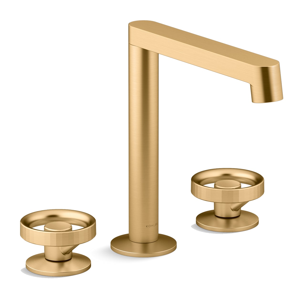 Components 1.2 GPM Widespread Row Spout Bathroom Faucet with Industrial Handles, UltraGlide Technology and Pop-Up Drain Assembly