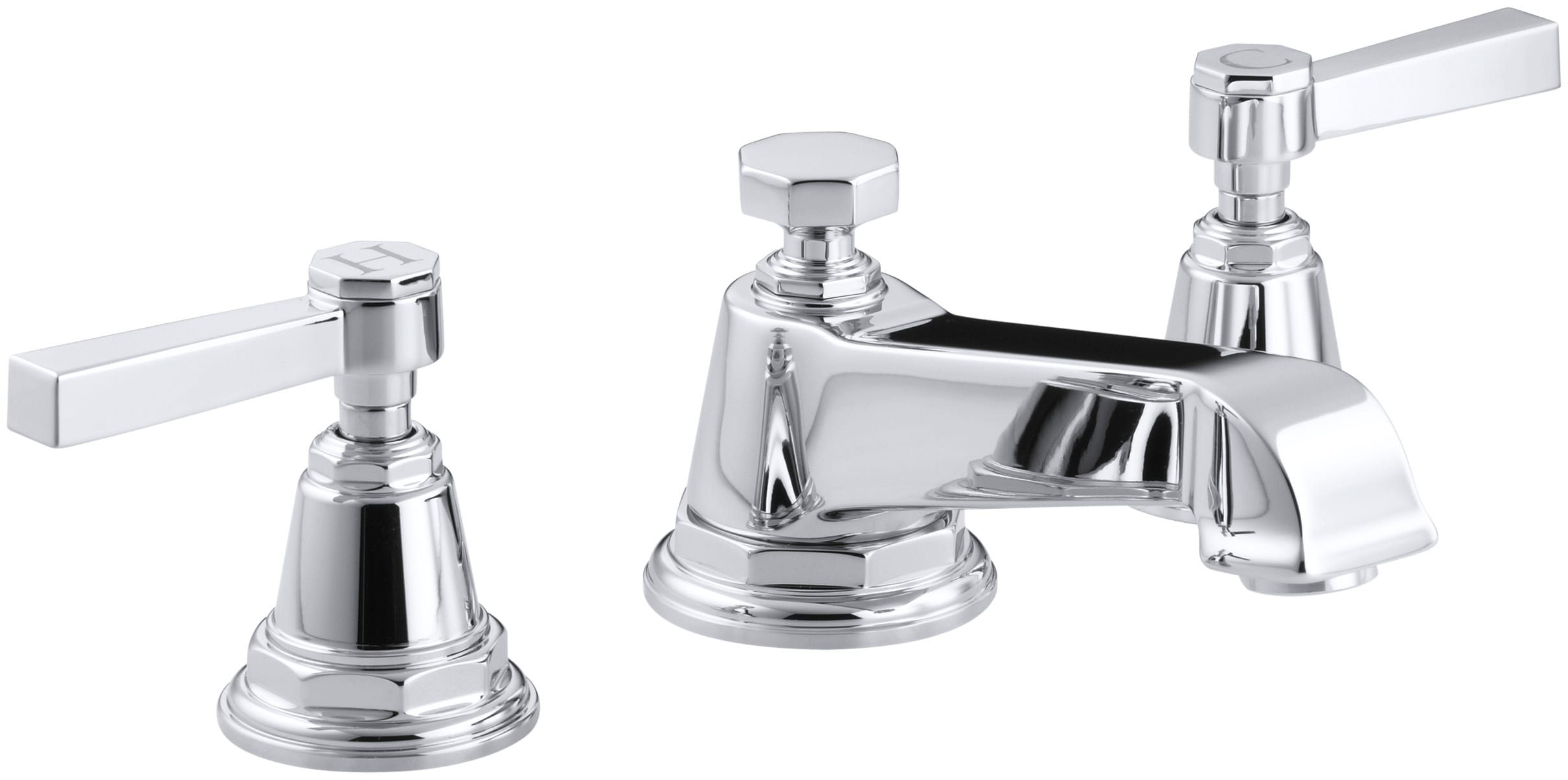 Double Handle Widespread Bathroom Faucet with Ultra-Glide Valve Technology from the Pinstripe Collection