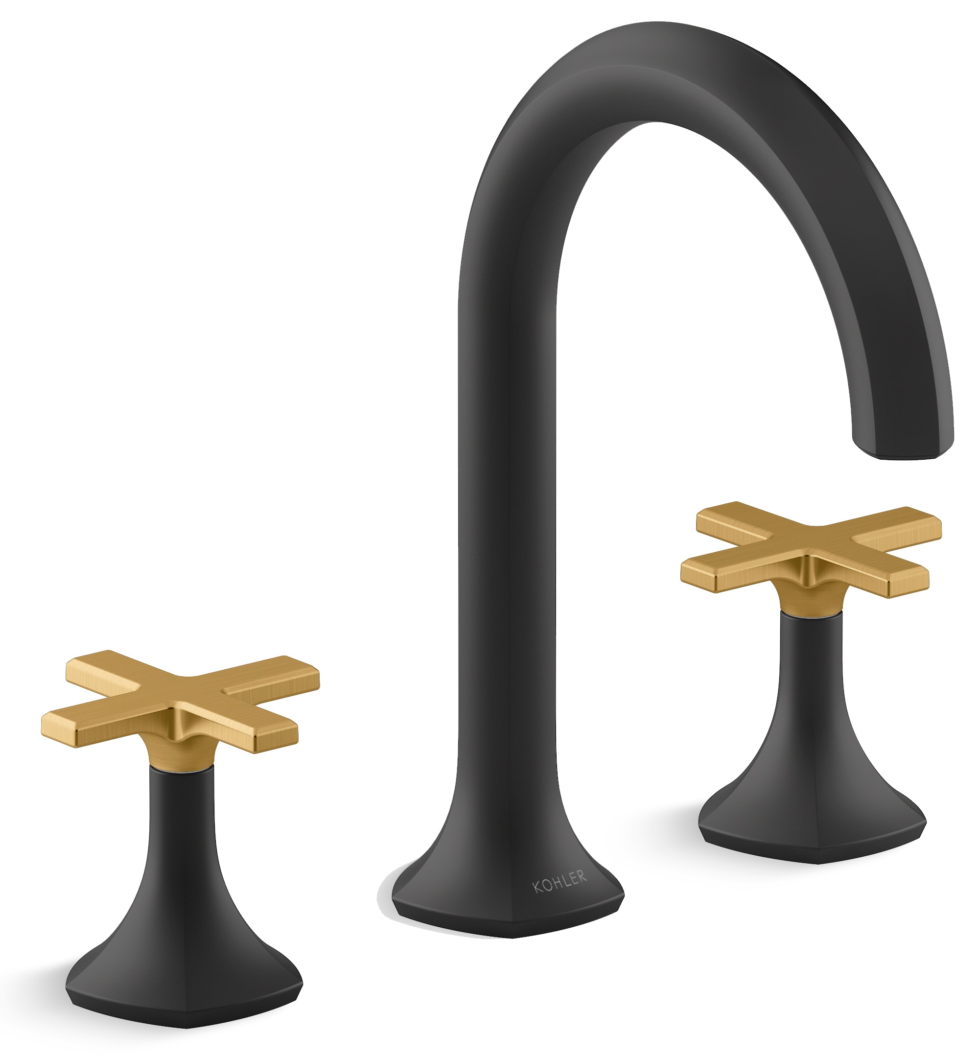 Occasion Double Handle Bathroom Sink Faucet with Cane Spout Design and Cross Handles