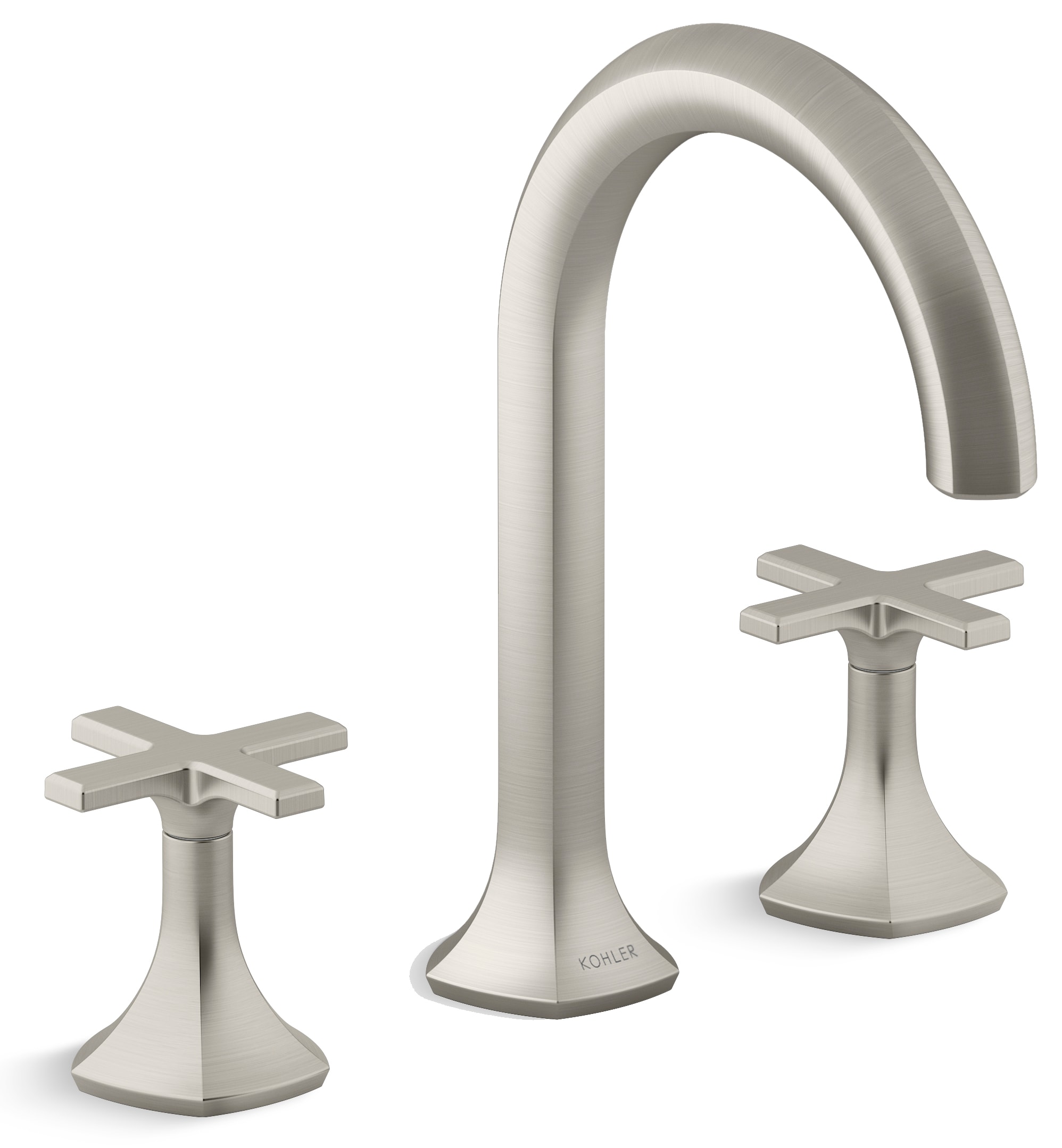 Occasion Double Handle Bathroom Sink Faucet with Cane Spout Design and Cross Handles