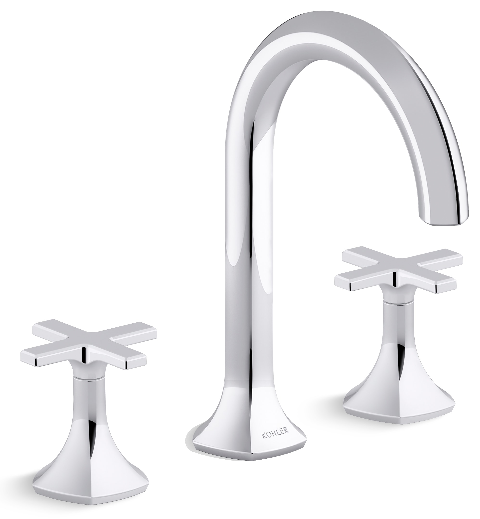 Occasion Double Handle Bathroom Sink Faucet with Cane Spout Design and Cross Handles