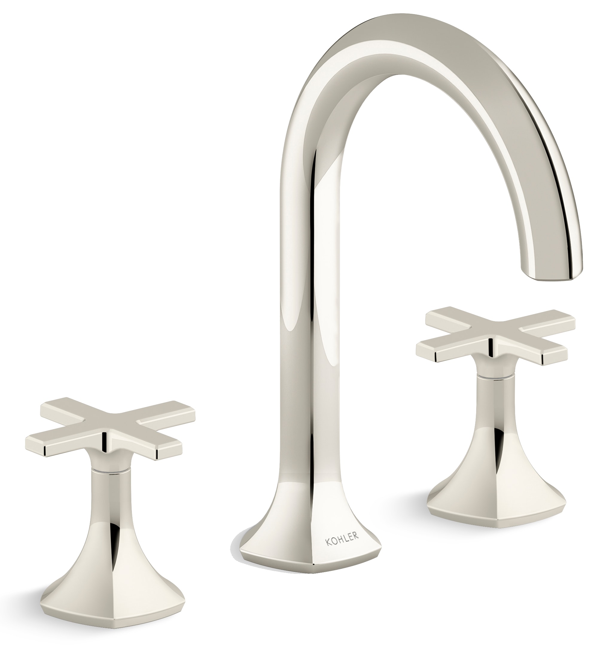 Occasion Double Handle Bathroom Sink Faucet with Cane Spout Design and Cross Handles