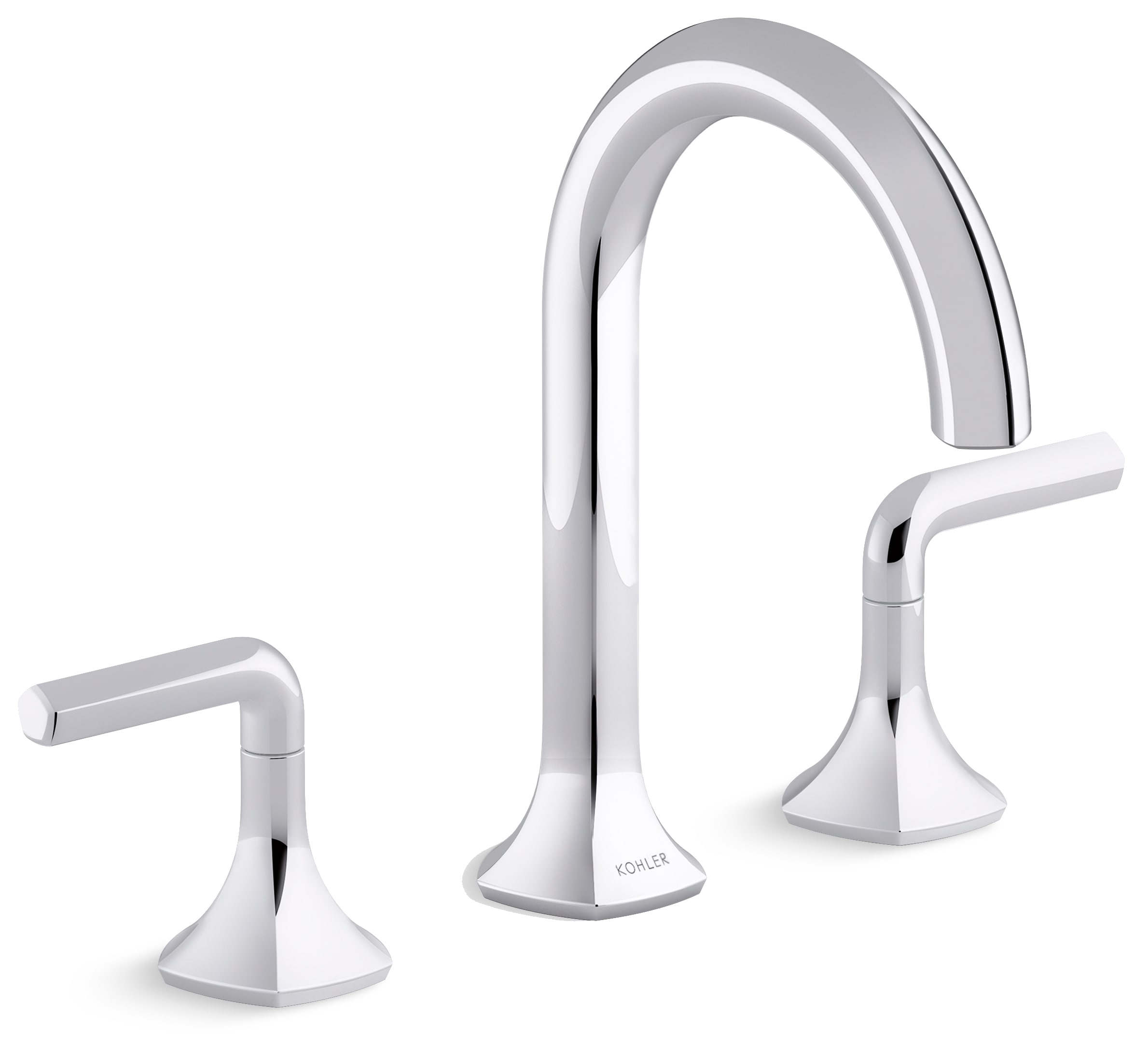 Occasion Double Handle Bathroom Sink Faucet with Cane Spout Design and Lever Handles