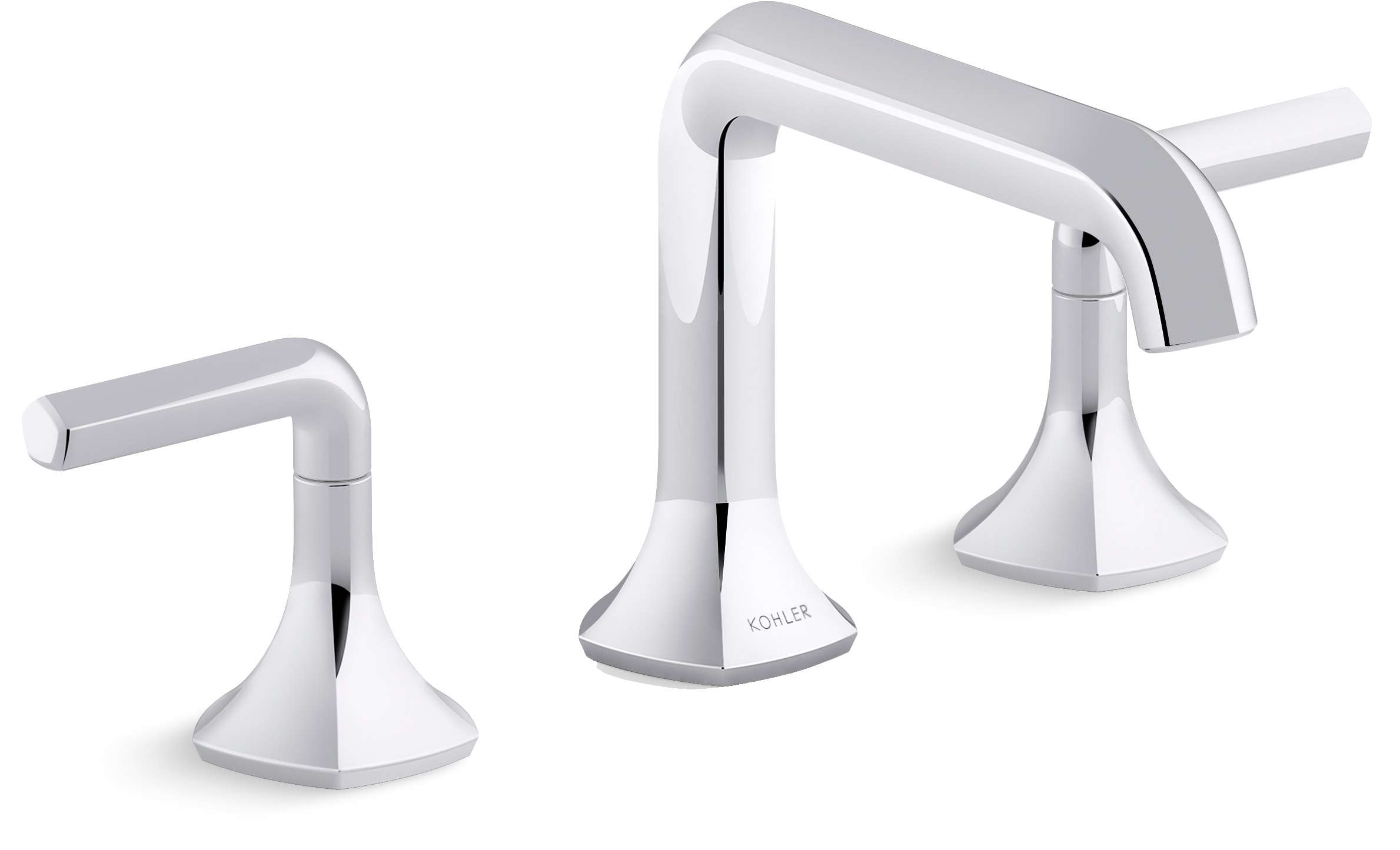Occasion Double Handle Bathroom Sink Faucet with Straight Spout Design and Lever Handles