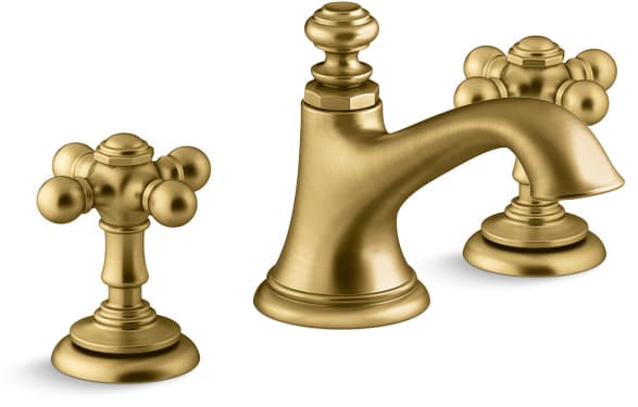 Artifacts Widespread Bathroom Faucet with Bell Spout and Cross Handles – Includes Clicker Drain Assembly