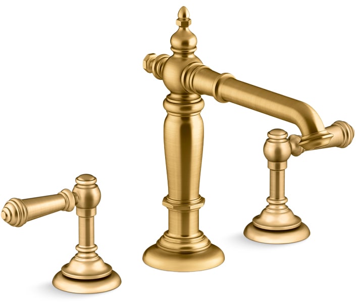 Artifacts Widespread Bathroom Faucet with Lever Handles – Free Metal Pop-Up Drain Assembly with purchase