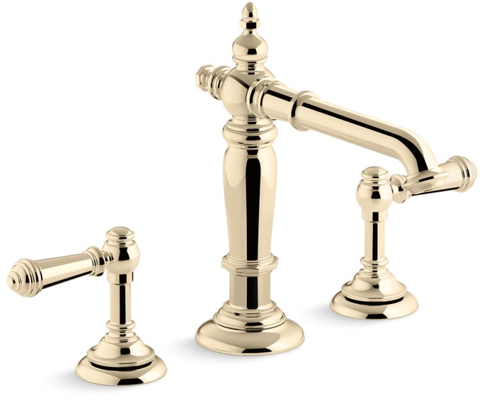 Artifacts Widespread Bathroom Faucet with Lever Handles – Free Metal Pop-Up Drain Assembly with purchase