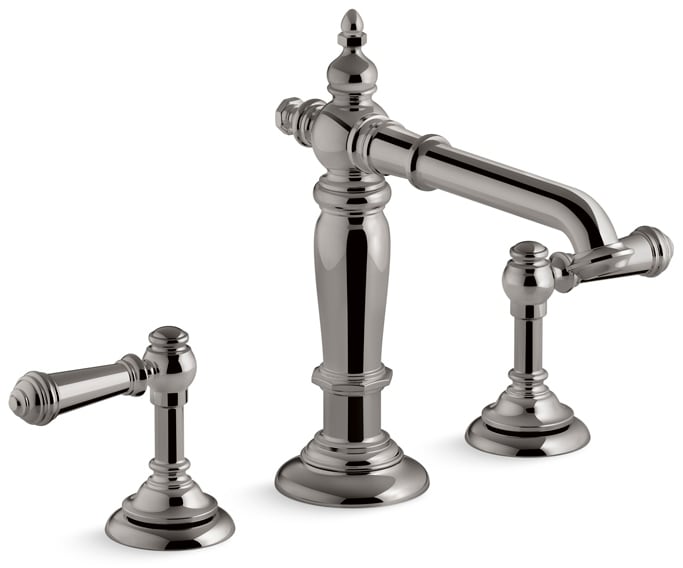 Artifacts Widespread Bathroom Faucet with Lever Handles – Free Metal Pop-Up Drain Assembly with purchase