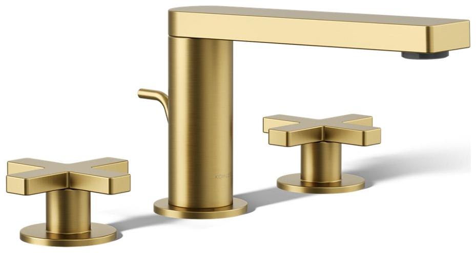 Composed Widespread Bathroom Faucet with Cross Handles and Pop-Up Drain