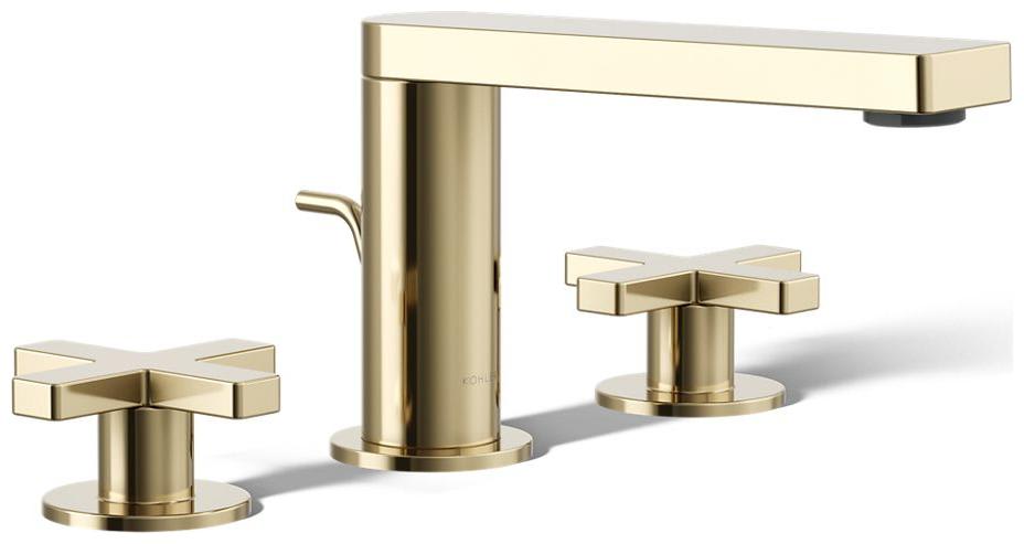 Composed Widespread Bathroom Faucet with Cross Handles and Pop-Up Drain
