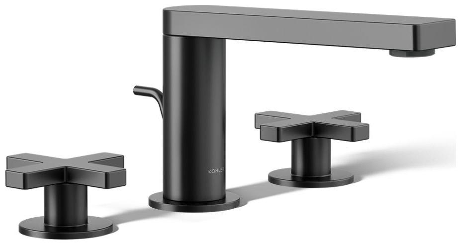 Composed Widespread Bathroom Faucet with Cross Handles and Pop-Up Drain