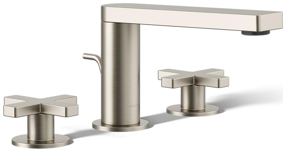Composed Widespread Bathroom Faucet with Cross Handles and Pop-Up Drain