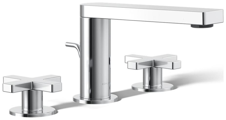 Composed Widespread Bathroom Faucet with Cross Handles and Pop-Up Drain