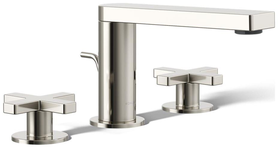 Composed Widespread Bathroom Faucet with Cross Handles and Pop-Up Drain