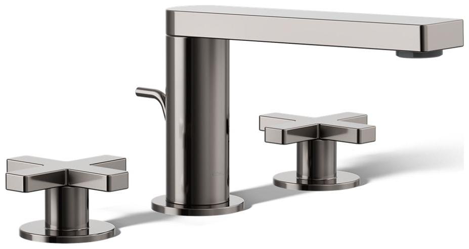 Composed Widespread Bathroom Faucet with Cross Handles and Pop-Up Drain