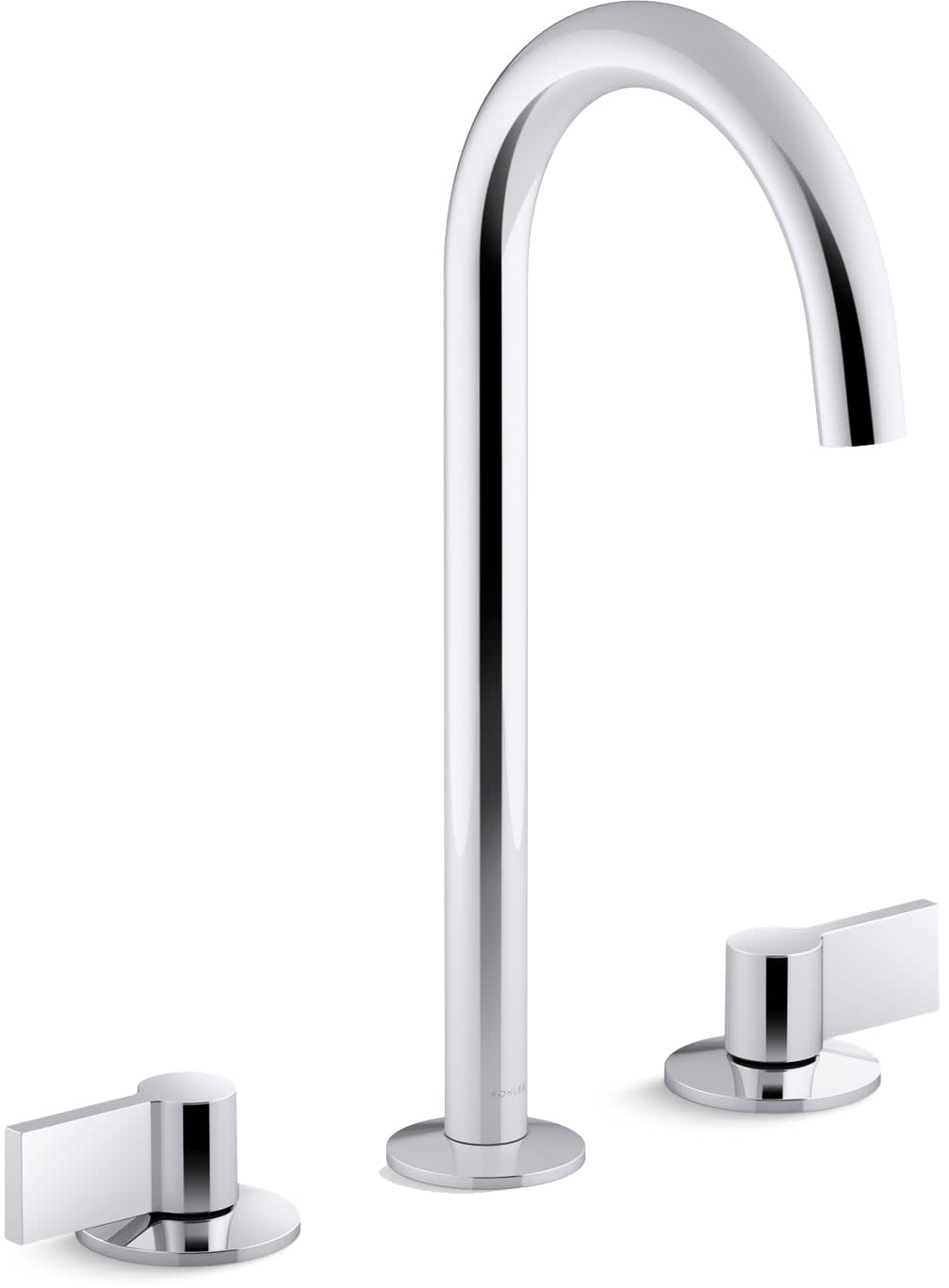 Components 1.2 GPM Widespread Tube Spout Vessel Bathroom Faucet with Lever Handles, UltraGlide Technology and Pop-Up Drain Assembly
