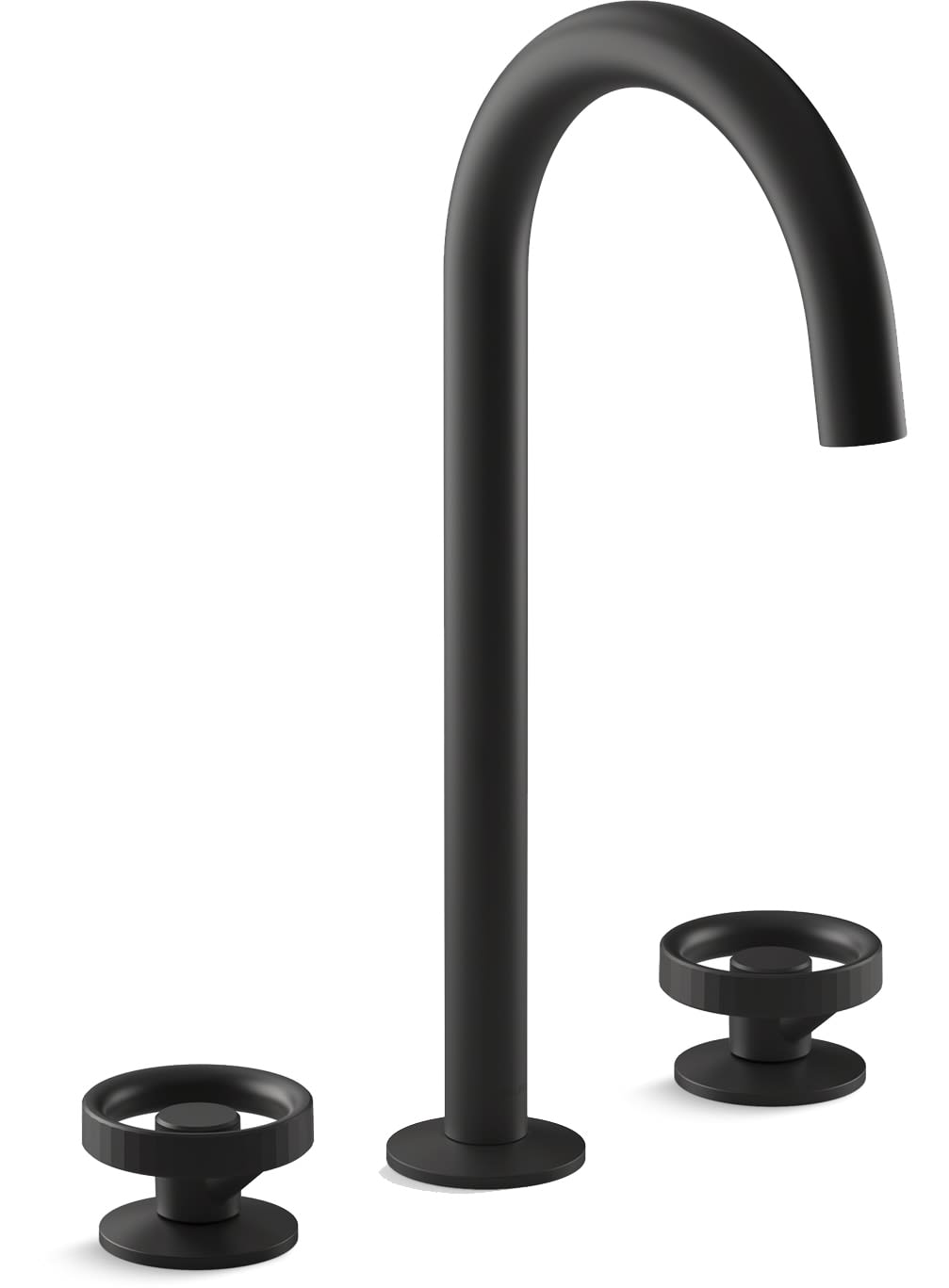 Components 1.2 GPM Widespread Tube Spout Vessel Bathroom Faucet with Industrial Handles, UltraGlide Technology and Pop-Up Drain Assembly