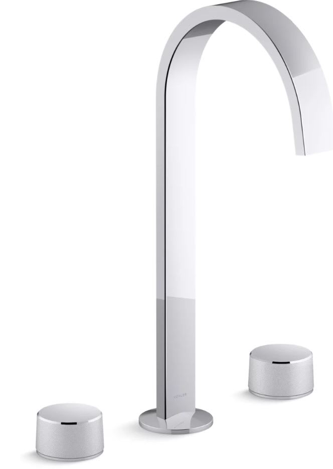 Components 1.2 GPM Widespread Ribbon Spout Vessel Bathroom Faucet with Oyl Handles, UltraGlide Technology and Pop-Up Drain Assembly