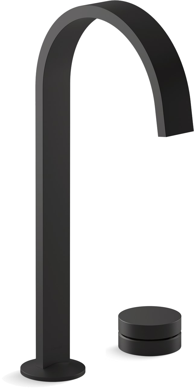 Components 1.2 GPM Widespread Vessel Bathroom Faucet with Tall Ribbon Spout, Rocker Handle, and Pop-Up Drain Assembly