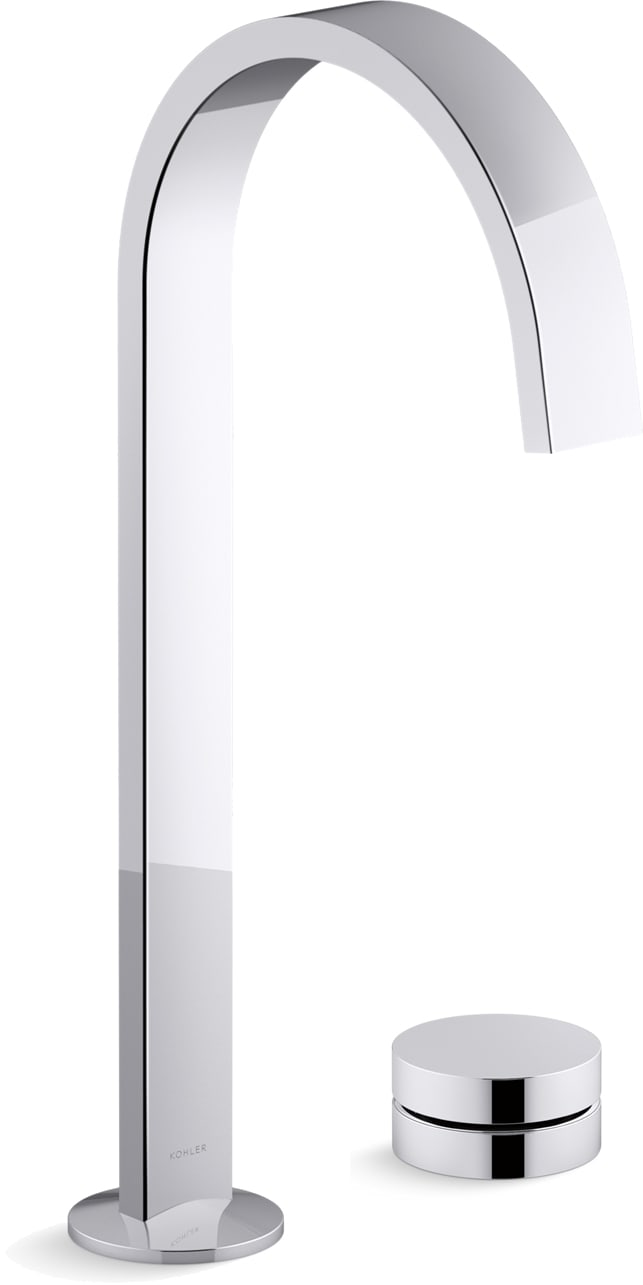 Components 1.2 GPM Widespread Vessel Bathroom Faucet with Tall Ribbon Spout, Rocker Handle, and Pop-Up Drain Assembly