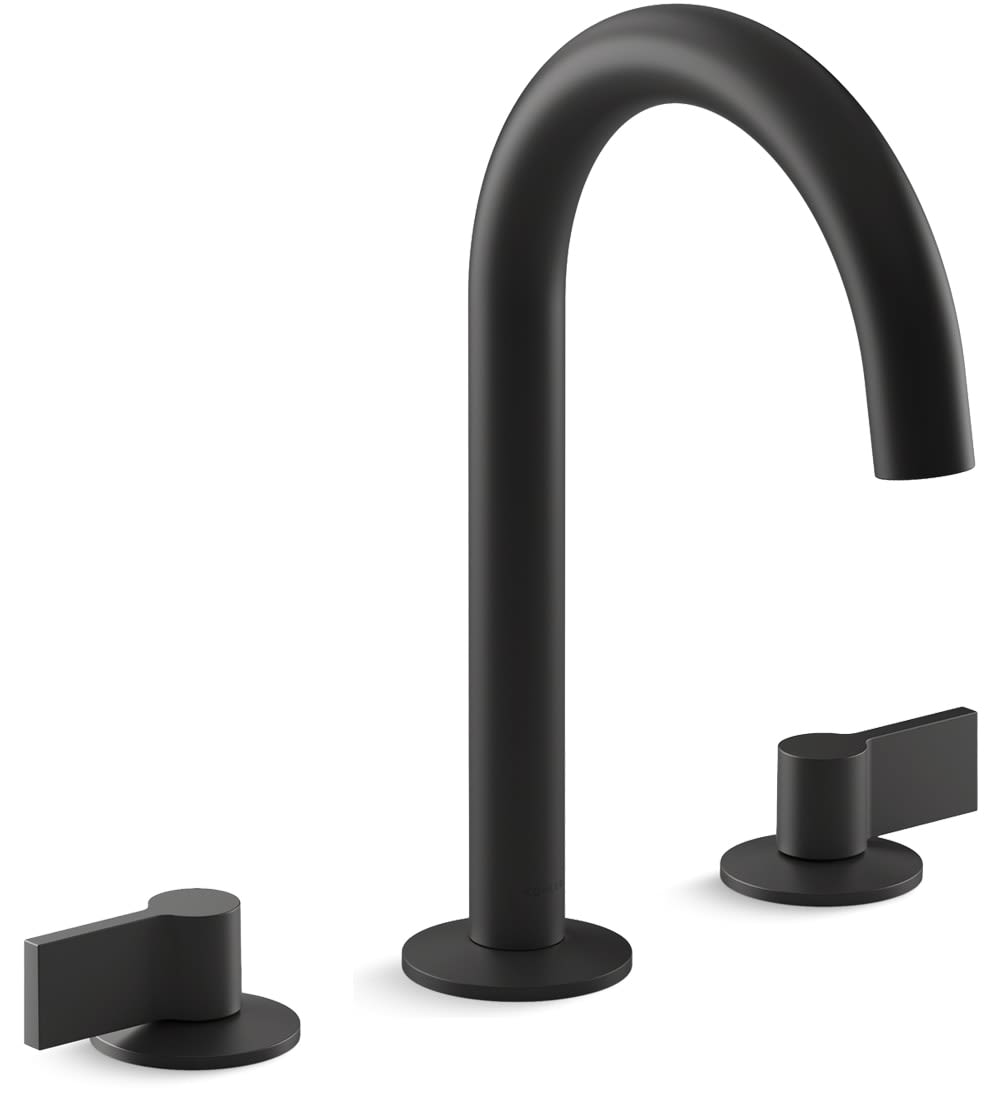 Components 1.2 GPM Widespread Tube Spout Bathroom Faucet with Lever Handles, UltraGlide Technology, and Pop-Up Drain Assembly