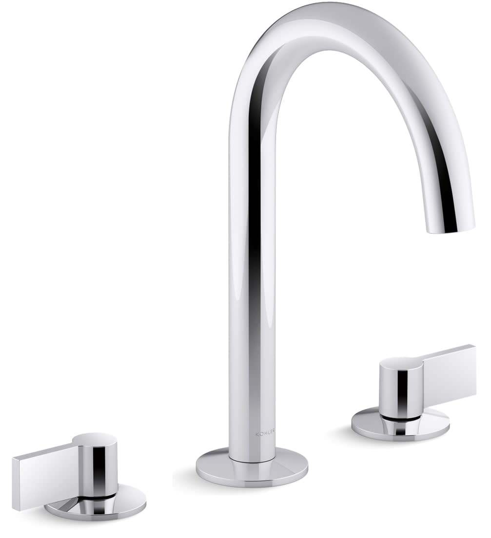 Components 1.2 GPM Widespread Tube Spout Bathroom Faucet with Lever Handles, UltraGlide Technology, and Pop-Up Drain Assembly