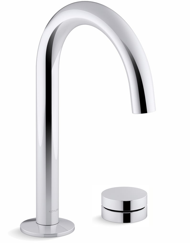 Components 1.2 GPM Widespread Bathroom Faucet with Tube Spout, Rocker Handle, and Pop-Up Drain Assembly