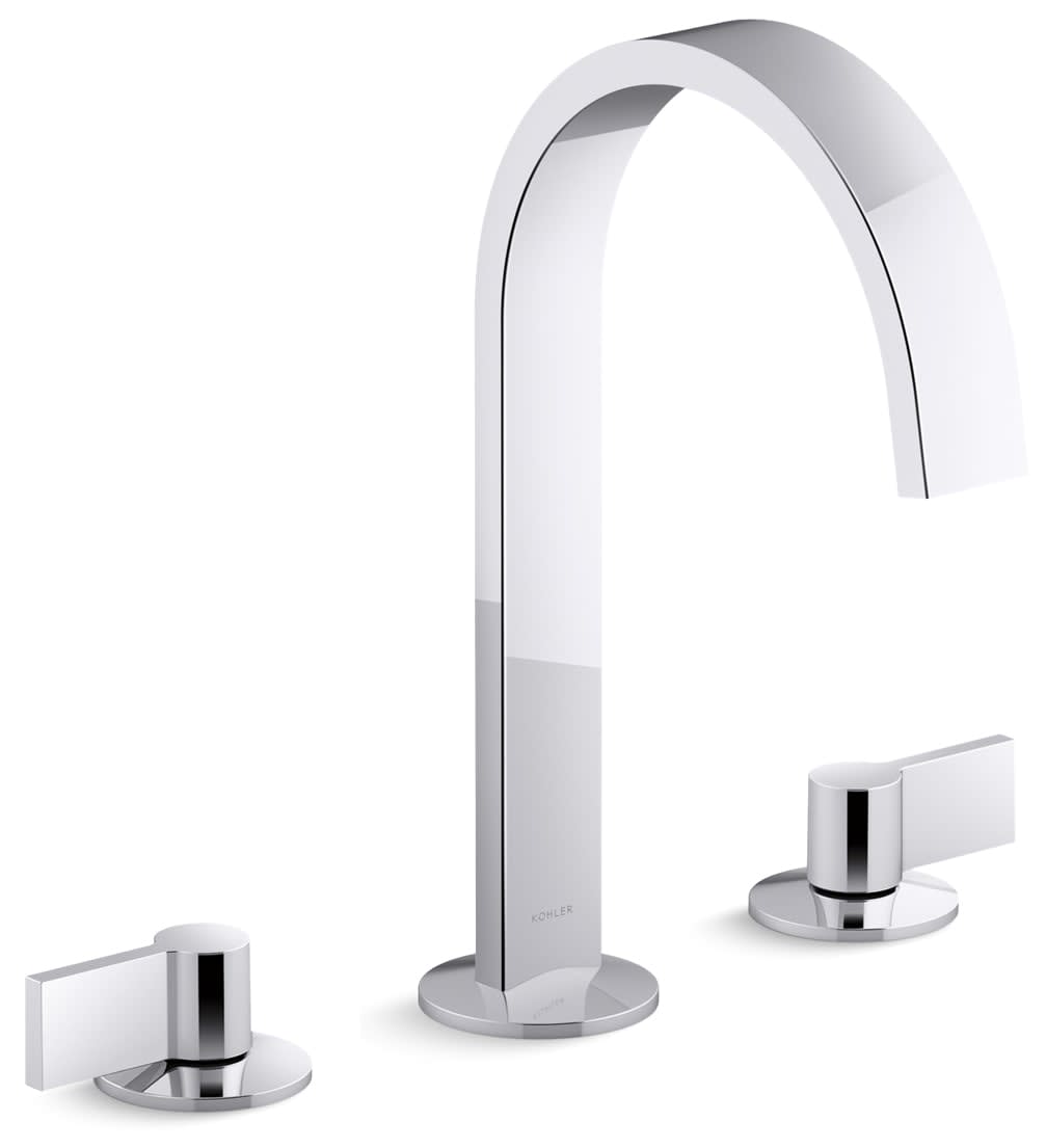 Components 1.2 GPM Widespread Ribbon Spout Bathroom Faucet with Lever Handles, UltraGlide Technology and Pop-Up Drain Assembly