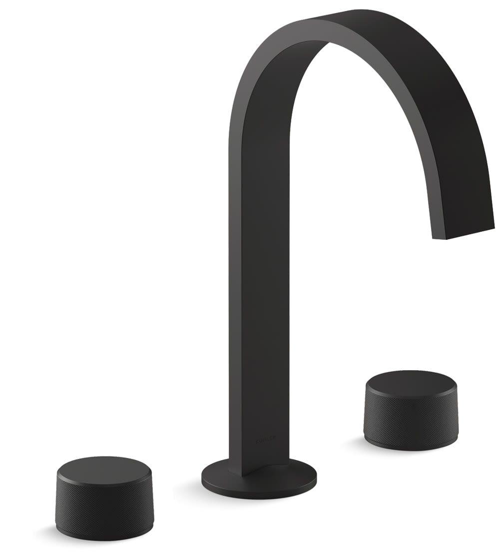 Components 1.2 GPM Widespread Ribbon Spout Bathroom Faucet with Oyl Handles, UltraGlide Technology and Pop-Up Drain Assembly